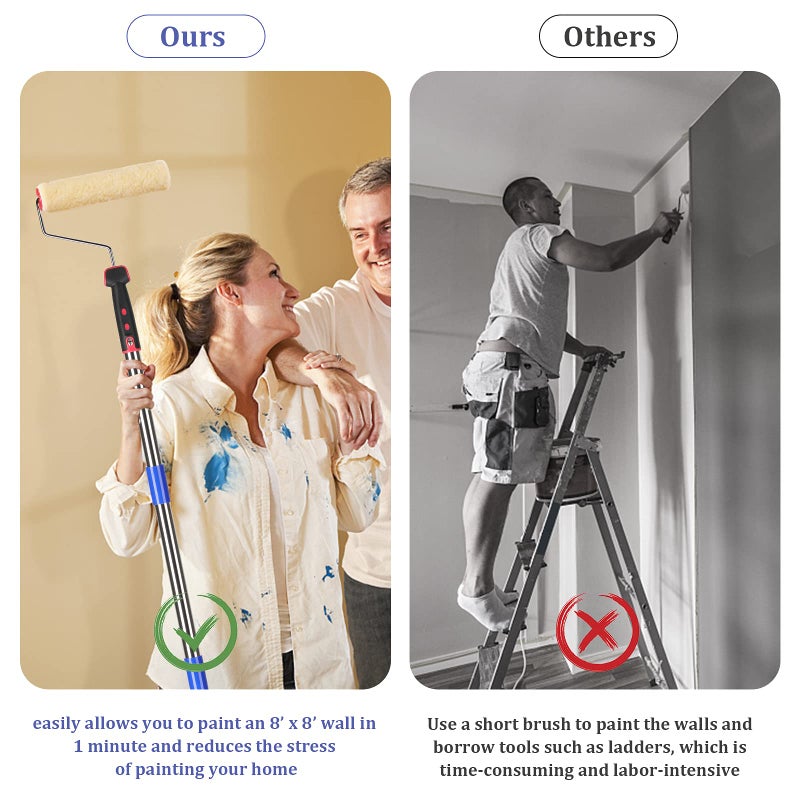 FLY HAWK Paint Roller,4 FT Brush kit Multi-Function Paint Roller kit with House Paint Roller Brush Stainless Steel Pole, New Splicing Rod, Mural Brush for Walls and Ceiling (White) (4 FT) - Image 4